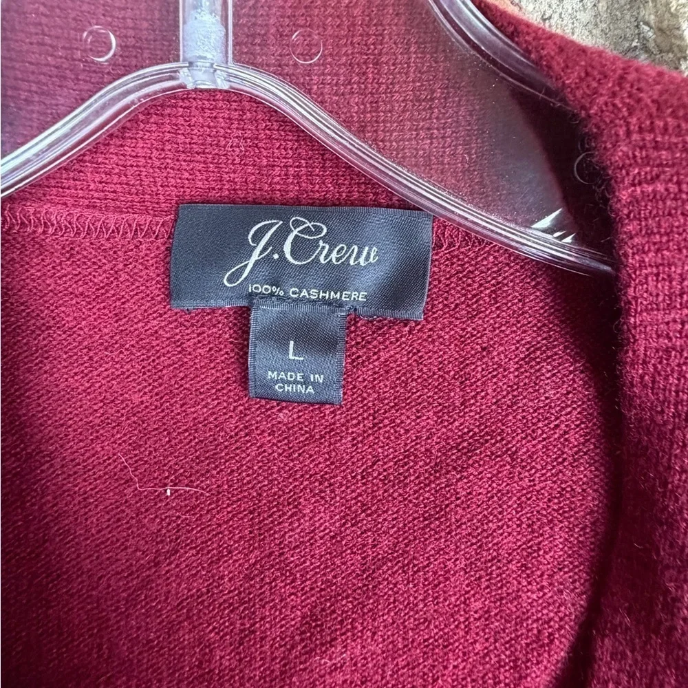 J.Crew. 100% cashmere Burgundy cardigan sweater Large